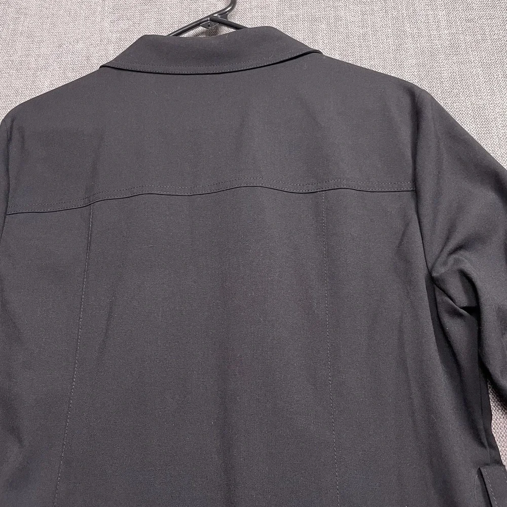 Michael Kors Utility Dress Womens XL Black Stretch Roll Tab Sleeve Half Zip